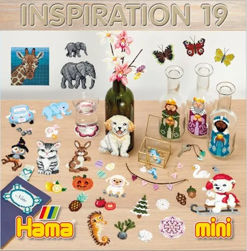Hama Perlen 399-19 Inspiration Heft Nr. 19 Vorlagen-Buch speziell für Mini Perlen mit farbenfrohen Ideen, Motiven und Anleitungen zum Basteln mit Bügelperlen, kreativer Bastelspaß für Kinder