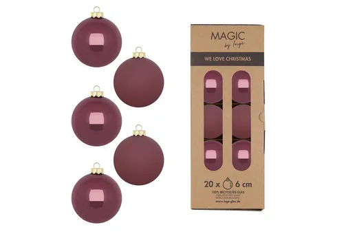 MAGIC by Inge Weihnachtsbaumkugel, Weihnachtskugeln Glas 6cm 20 Stück - Dusty Rose