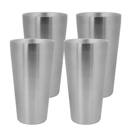Adorila Edelstahl-Isolierbecher, doppelwandig, wiederverwendbar, stapelbar, für Zuhause, Wohnmobil, Büro, Party, 530 ml, 4 Stück