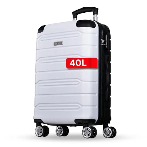 NOWI Hartschalen-Trolley Koffer - Weiß mit Zahlenschloss und 8 Rollen - Handgepäcktauglicher Hartschalenkoffer mit modernem Design, sicherem Zahlenschloss und 8 Doppelrollen für müheloses Reisen.