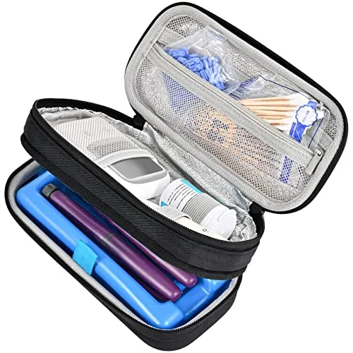 ProCase Doppelte Insulin Kühltasche Vorrats- und Reisepackungen für Diabetiker Insulin Cooler Travel Case -Schwarz