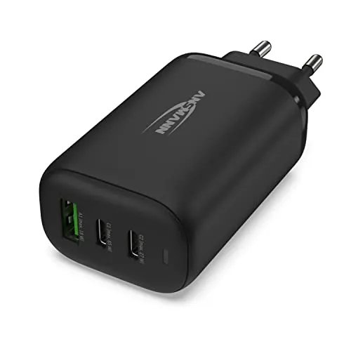 Ansmann 3-Port USB Charger 65 W - Superschnelles Ladegerät - Netzteile für Handys mit Quick Charge 3.0 und intelligenter Ladesteuerung, ideal für Laptop, Smartphone und Tablet. Schützt vor Überlastung und Kurzschluss.