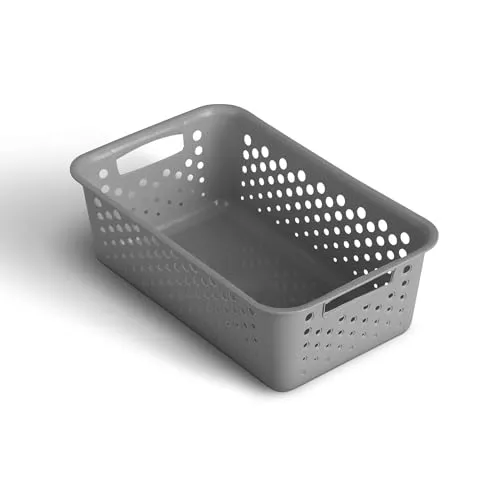 Aufbewahrungskorb 2L mit Griffen - BPA-Frei - Organizer (25 x 16 x 8 cm/Anthrazit) - Körbchen für Bad Küche Schlafzimmer, Haushaltskorb