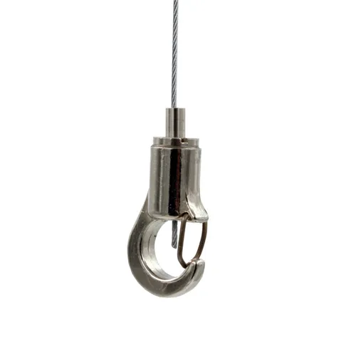 Drahtseilhalter / Gripper 12, Haken mit Aushängesicherung, Seil Ø 1,0 - 1,2 mm