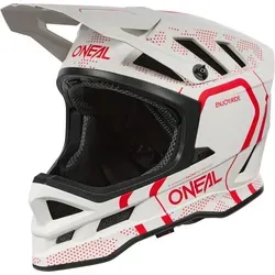 Oneal Blade Polyacrylite Strike Downhill Helm – Größe M, weiss-rot - Fahrradhelm mit 2 Außenschalen und 3 EPS für maximale Sicherheit. Ideal für Downhill-Fahrer, bietet er optimalen Luftstrom durch große Ventilationsöffnungen.