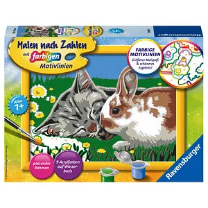 Ravensburger Malen-nach-Zahlen Kätzchen und Häschen mehrfarbig