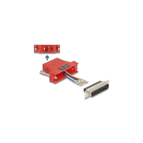 - Delock D-Sub 25 Pin Stecker zu RJ12 Buchse Montagesatz rot 67094