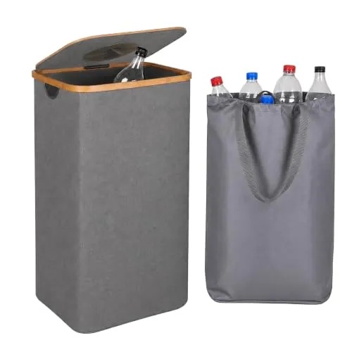 Relaxdays Pfandflaschen Sammelbehälter 100 l, HBT: 75 x 40 x 33 cm, grau