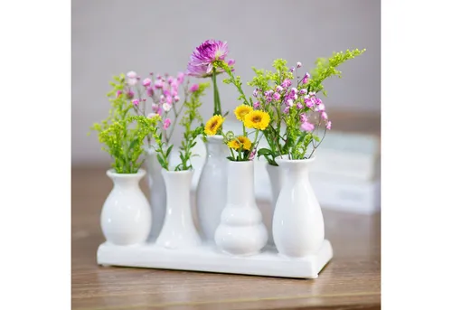 Jinfa Handgefertigte Dekovase Set mit 7 Vasen in weiß von Jinfa