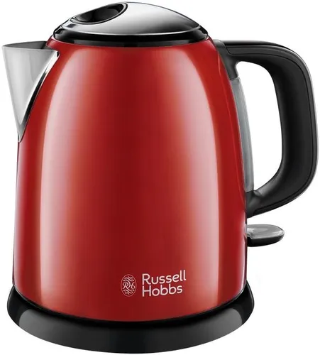 Russell Hobbs Wasserkocher 1,0l Colours+ Edelstahl Rot - 2400W mit Schnellkochfunktion und tropfenfreier Ausgusstülle für energieeffizientes Kochen