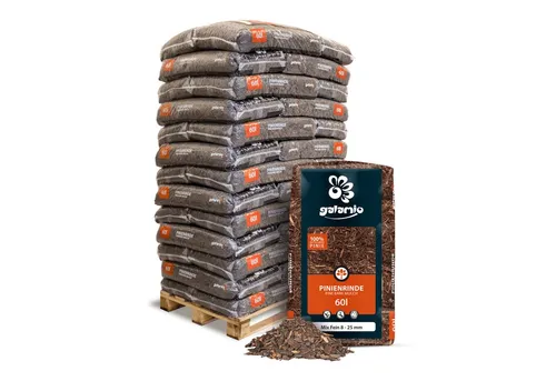 GALAMIO Pinienrinde Pinie Mix Fein - 39 Stück Palette - Blumenerde, ideal für Mulch und Bodenverbesserung, sorgt für eine optimale Feuchtigkeitsregulierung.