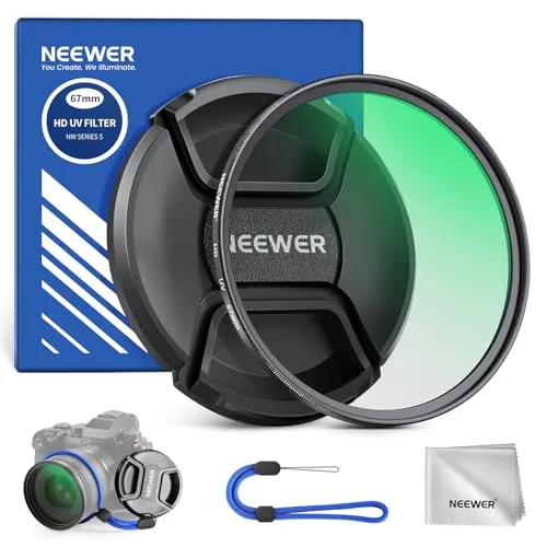 NEEWER 67mm MC UV Schutzfilter mit Objektivdeckel, mehrfach beständige Nanobeschichtungen/optisches HD Glas/wasserabweisend/Kratzfest/ultraschlanker Rahmen aus Aluminiumlegierung/Ultraviolett Filter