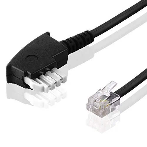 BestPlug 20 Meter Fax-Kabel, TAE-N Stecker auf RJ11 Stecker, Schwarz