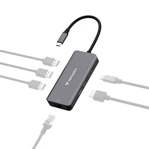 Verbatim HUB USB-C 6PORT RJ45 - Vielseitiger USB Hub mit 6 Ports - USB Hub für maximale Konnektivität, ausgestattet mit RJ45 für schnelle Netzwerkverbindungen und ideal für Home Office oder Gaming.