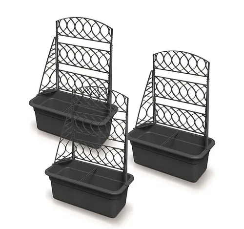 Kreher Spalier 'Bloomie' aus Kunststoff in Anthrazit - Set wählbar - Spaliere für Garten und Terrasse, UV-beständig und witterungsbeständig für langlebige Nutzung im Freien.