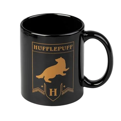 Grupo Erik Tasse Kaffeetasse Harry Potter Hufflepuff Kaffeebecher - Teetasse Größe 8 cm x 9,5 cm - Fassungsvermögen 350 ml - Offizieller Harry Potter Fanartikel Geschenke
