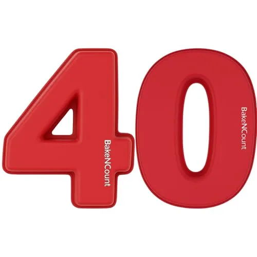 BakeNCount Silikon Zahlen Backform Set (2er-Set) – Zahlenkuchen-Formen für Geburtstag & Jubiläum – BPA-frei, backofenfest, spülmaschinenfest – Number Cake (Zahl 40)