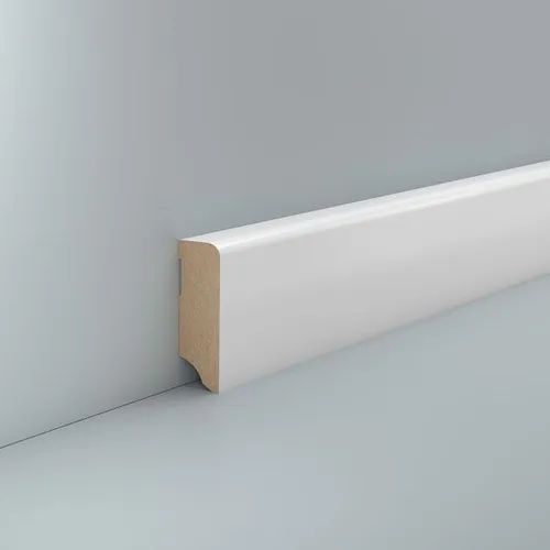 MDF Sockelleiste weiß 19 x 58 Foliert RAL 9016 Weiße Fußleiste Modell Korbach