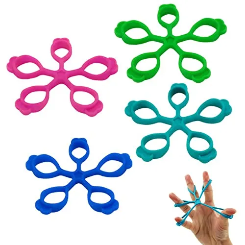 TUKEVA 4 Stück Fingertrainer Fingerstärken-Trainer Finger Trainingsgerät für Krafttrainer und Handgriffverstärker Handwiderstandsbänder,für Gitarre Finger strengtheners, Klavier, und Unterarmübungen