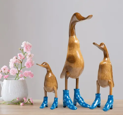 Rikmani Dekofigur Holzfigur Ente, Handgefertigte Dekoration aus Holz, Geschenk, Perfekt als Deko & Geschenk zu jedem Anlass