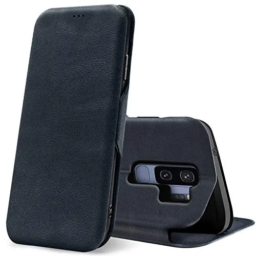 CoolGadget Flip Case Handy für Samsung Galaxy S9 Plus Shell Flip Case, dünne Business Klapphülle mit Magnetverschluss & Kartenfach, kompatibel mit Samsung Galaxy S9 Plus (6,2 Zoll), Blau