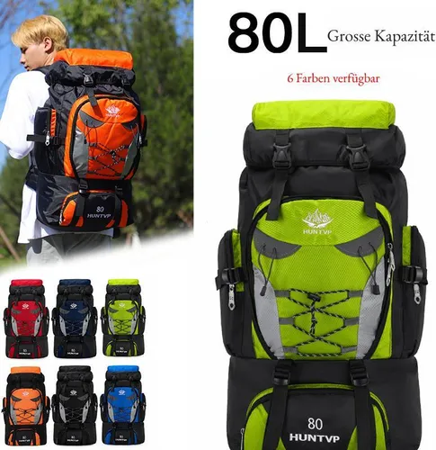 80L Wasserdichter Rucksack für Outdoor-Aktivitäten - Ideal für Trekking, Camping und Reisen: Der 80L Rucksack überzeugt durch seine wasserdichte Verarbeitung und bequeme, atmungsaktive Schulterpolsterung. Perfekt für Abenteuer in der Natur!