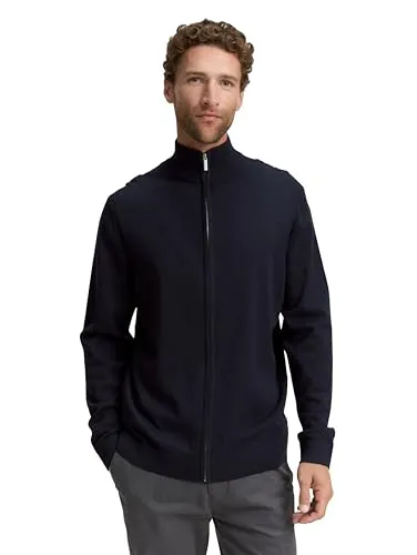 Strickjacke TOM TAILOR Herren XXL - Herren-Pullover aus 100% Baumwolle, atmungsaktiv und pflegeleicht. Die casual Strickjacke in knitted navy melange bietet optimalen Tragekomfort und ist perfekt für Büro oder Freizeit.