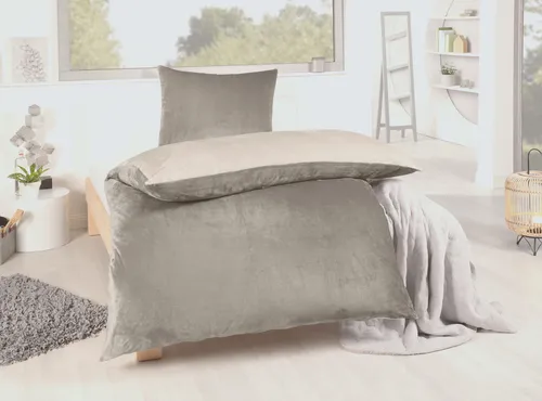 Bettwäsche Winter Flausch Cashmere Touch Uni Wende 135x200 - Kuschelige 2-teilige Bettwäsche aus 100% Mikrofaser mit Cashmere Touch für warme Winternächte. Atmungsaktiv, hautsympathisch und pflegeleicht – ideal für Allergiker.