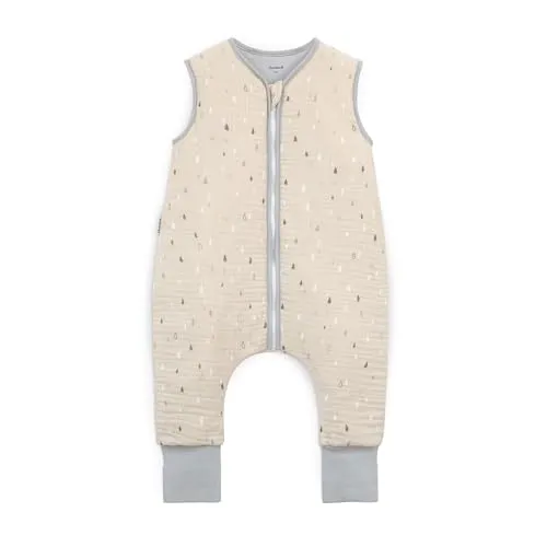 Ehrenkind® Musselin Schlafsack mit Füßen 2.5 TOG 100% Bio-Baumwolle Natur mit Tropfen | 90 cm | Oeko Tex zertifiziert