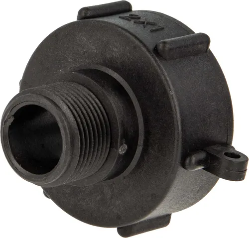 tecuro IBC Adapter Anschlusskappe mit Grobgewinde S60 x 6 und Aussengewinde 1 Zoll (DN25), HDPE