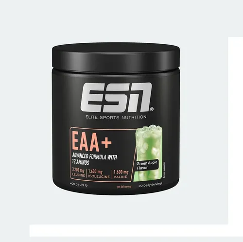 ESN Aminos EAA+ Peach Iced Tea - 400g - Essentieller Amino-Komplex mit 9 EAAs und weiteren effektiven Aminosäuren. Erfrischend lecker und perfekt löslich – ideal für die Unterstützung der täglichen Fitnessroutine.