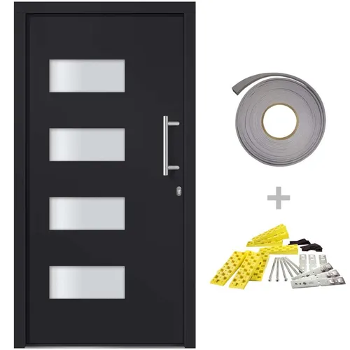 vidaXL Haustür Aluminium und PVC Anthrazit 100x200 cm - Elegante Eingangstür aus Aluminium und PVC mit 5-fach-Sicherheitsschloss und Isolierverglasung für optimale Sicherheit und Energieeffizienz. Ideal für jeden Hauseingang.