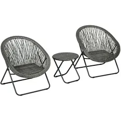Outsunny Gartenmöbel-Set 3-tlg. – Klappbare Gartengarnitur mit Kissen