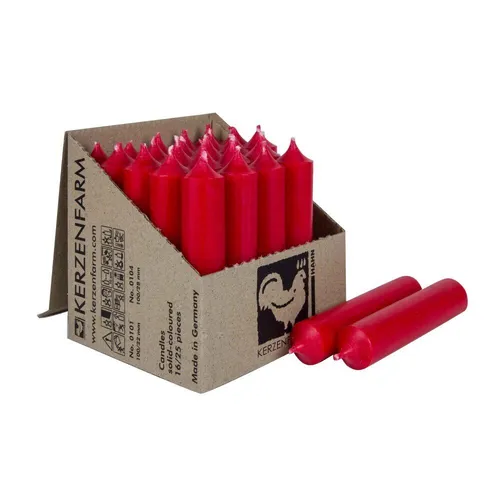 Stabkerze Weihnachtsrot Ø 2x10 cm – 4 Std. Brenndauer - Stilvolle Stabkerze in leuchtendem Rot, ideal für besondere Anlässe und den täglichen Gebrauch. Mit hochwertigem Wachs für eine gleichmäßige Brenndauer von ca. 4 Stunden und minimalem Ruß. Setzen Sie elegante Akzente in Ihrem Zuhause!