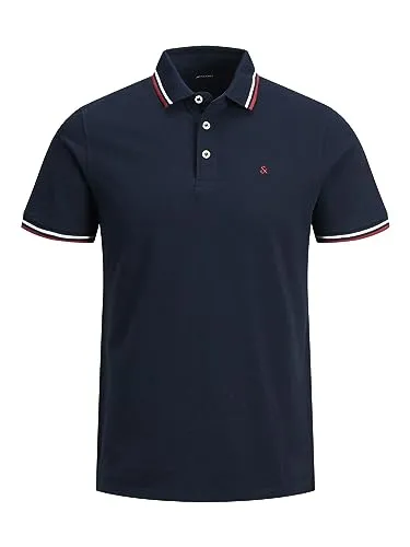 JACK & JONES Herren Klassisches Pique Knit Polo-Shirt - Marine - L - Poloshirt für Herren aus hochwertiger Baumwolle, bietet ein angenehmes Tragegefühl und eine elegante Optik.
