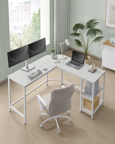 VASAGLE L-förmiger Schreibtisch, 138 x 50 cm, Weiß von VASAGLE
