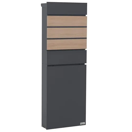 Zelsius Standbriefkasten mit Zeitungsfach - Anthrazit - Robuster Standbriefkasten aus verzinktem Stahl, wetterfest und ideal für jede Witterung. Inklusive Zeitungsfach und 2 Schlüsseln für Sicherheit.