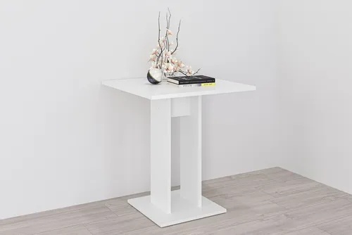 FMD-Möbel Esstisch Bandol 1, weiß, quadratisch - Esstisch für 4 Personen, hohe Standfestigkeit dank robustem Standfuß. Pflegeleichte, kratzfeste Oberfläche aus MDF-Spanplatten. Ideal für gemütliche Esszimmer!
