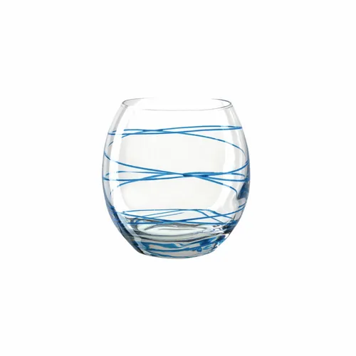 montana Trinkglas :circle, Becher gestreift, Kalk-Natron-Glas, Blau, 390 ml