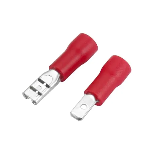 Heschen Stecker/Buchse Schnellkupplung Vinylisoliert, FDD+MDD1.25-110, 2,8 x 0,5 mm Kabelschuh, für 0,5-1,5 mm² (22-16 AWG), Rot, 100er Pack