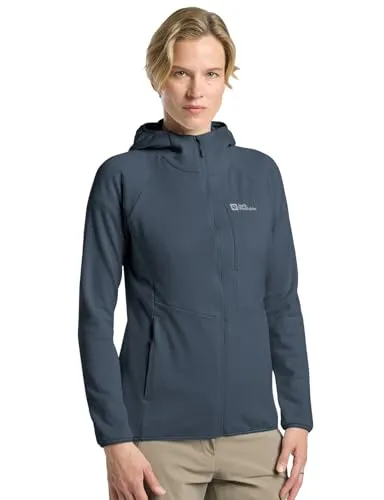 Jack Wolfskin KOLBENBERG HOODED FZ W - Funktionsjacke aus leichtem Gitter-Fleece, ideal für Outdoor-Aktivitäten, mit praktischen Taschen und einer bequemen Kapuze für zusätzlichen Schutz.