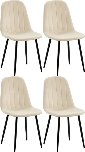 CLP 4er Set Esszimmerstuhl Baxter Samt in weiß von CLP