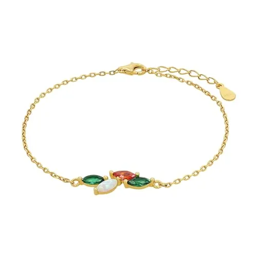 Amor Armband 925 Sterling Silber mit Zirkonia und Opal - Elegantes Damenarmband aus 925 Sterling Silber, 17+2 cm lang, mit funkelnden Zirkonia und Opal. Kommt in einer stilvollen Schmuck Geschenk Box – perfekt für besondere Anlässe!