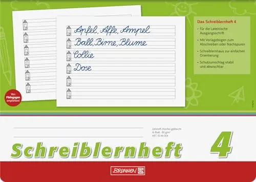 Baier & Schneider Schulheft Schreiblernheft A4 quer Lineatur 4 mit Vorlagebogen