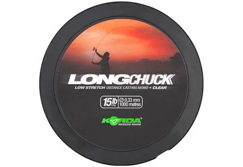Korda Long Chuck Clear 1000m - Monofile Karpfenschnur für weite Würfe - Angelschnur für Karpfenangeln, 1000m Länge, dehnungsarm und mit geringer Wasseraufnahme für optimale Wurfweite und Sensibilität.