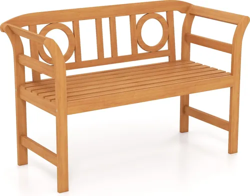 COSTWAY Gartenbank 2-Sitzer aus Akazienholz, wetterfest, O-Form - Genießen Sie entspannte Momente zu zweit auf dieser stilvollen Gartenbank aus robustem Akazienholz. Mit einer Sitzfläche von 100 × 43 cm und bis zu 360 kg Tragkraft ist sie ideal für jeden Außenbereich.