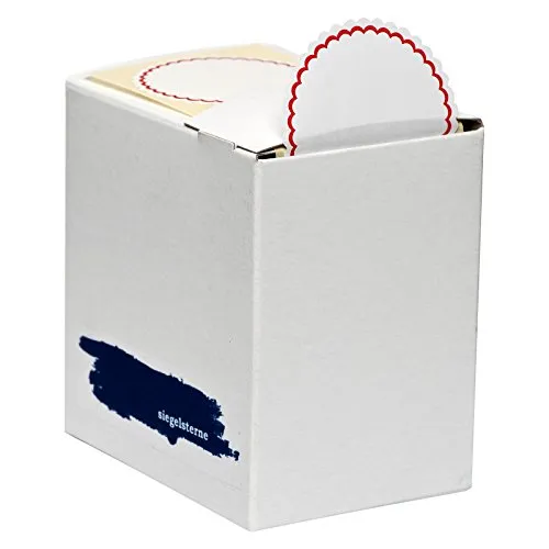 Siegelsterne selbstklebend Ø 53 mm weiß/rot Pack á 600 Stück Siegelmarken Sterne aus Papier