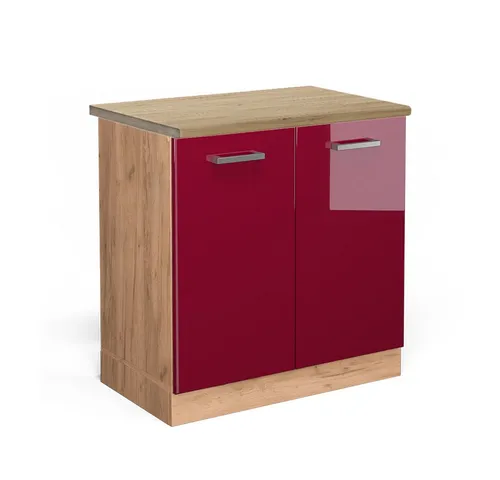 Vicco Spülenunterschrank R-Line, Bordeaux Hochglanz in rot von Vicco