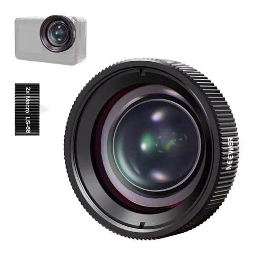 NEEWER Makro Objektiv kompatibel mit DJI Osmo Action 5 Pro/4 Action Kamera, Macro Lens, 2X Vergrößerung, 2 Linsenelemente in 1 Gruppe, 3-4cm Brennweite, Nahaufnahmen Zubehör, Nicht wasserdicht, LS-68