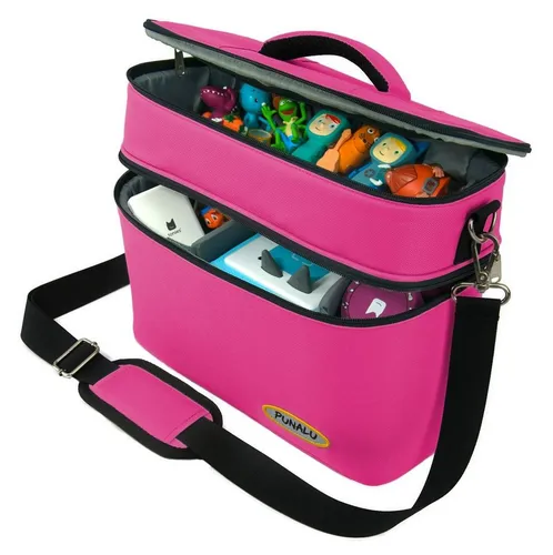 PUNALU große Tasche für Toniebox, viel Platz für Tonie Hörfiguren - Hörspiel Spielzeuge, ideal für die Aufbewahrung von Toniebox und 68 Hörfiguren, robuster und wasserabweisender Polyester, kinderfreundliches Design mit cleverer Fächeraufteilung.